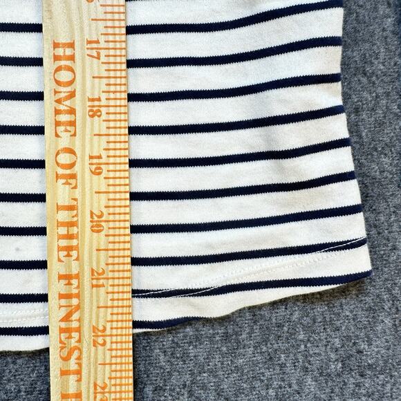 LL Bean‎ Navy/Cream Striped Long Sleeve Shirt Womens Medium Supima Cotton - Picture 5 of 6